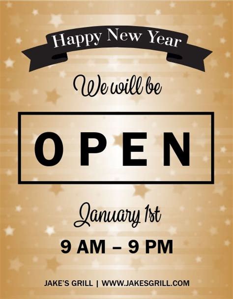 New Years Business Hours Flyer Template by MustHaveMenus