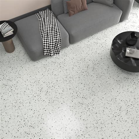 Buy HotDecor Gray Faux Terrazzo Peel and Stick Floor Tile Bathroom ...