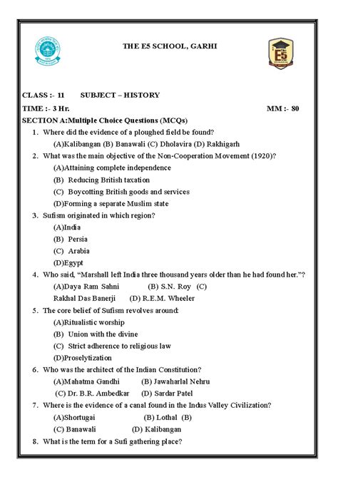 Class 11 History - Practice MCQs & Long Answer Questions for ...