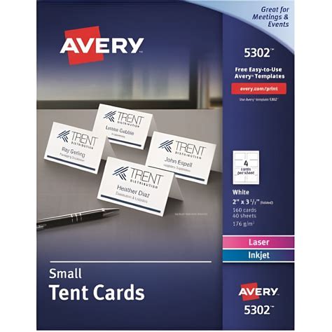 Avery - Tent Cards, White, 2 x 3 1/2, 4 Cards/Sheet, 160 Cards/Box - Walmart.com