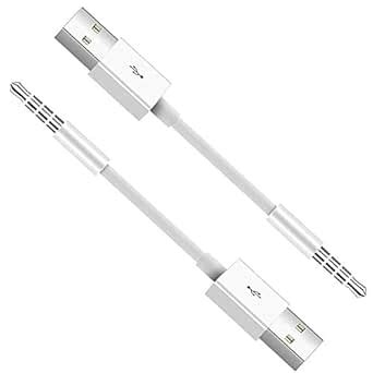 for iPod Shuffle Cable, 2-Pack 3.5mm Jack Plug to USB Charger + SYNC ...