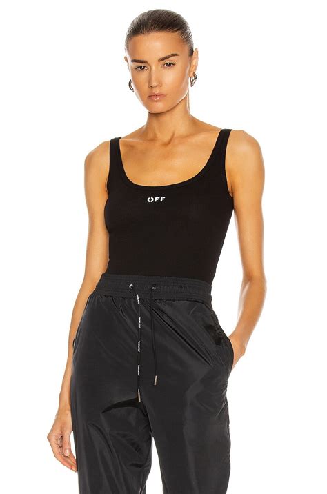 OFF-WHITE Rib Bodysuit in Black & White | FWRD