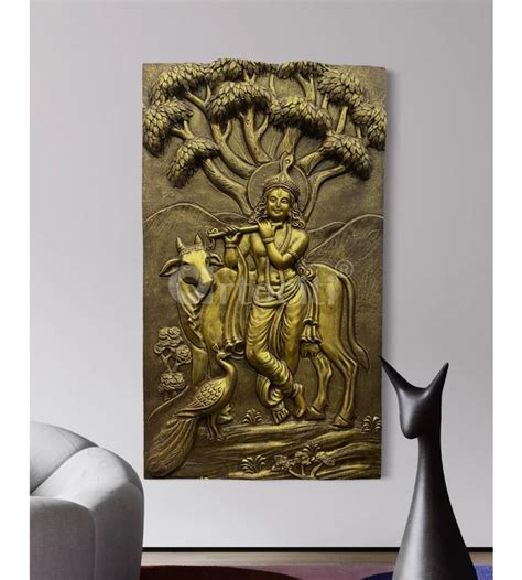 Buy Krishna with Cow 3D Relief Mural Online - Artociti