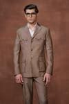 Buy Brown Wool Collared Tuxedo Jacket And Pant Set For Men by ...