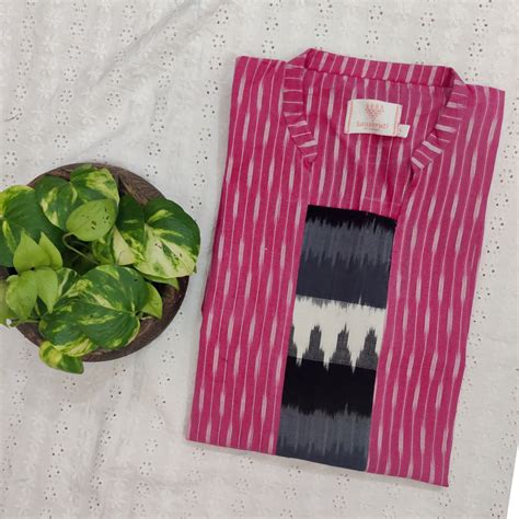 AHANA - Pure Cotton Everyday Wear Ikkat Kurta Pink – Sanskruti