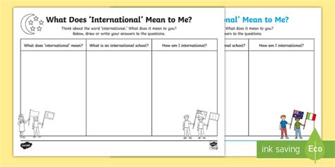 What Does 'International' Mean to Me? Worksheet / Worksheet