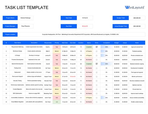 Image result for Project Task Template Excel
