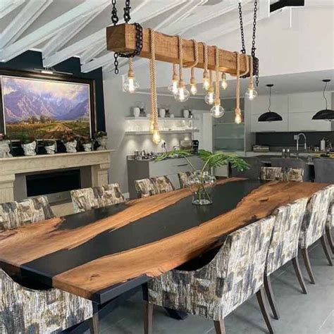 Walnut Finish Epoxy Dining Table - Buildhub