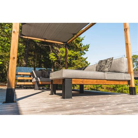 Toja Grid Black Pergola Hardware kit 12x12ft w 4x4 Post Wall w shade ...