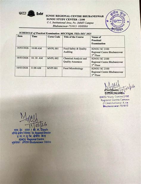 IGNOU-RC-Bhubaneswar - Student Corner - Term End Practical Exam