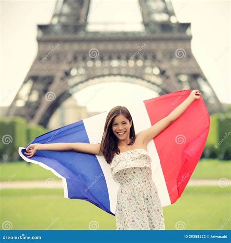 Paris woman French flag stock photo. Image of eiffel - 20358522