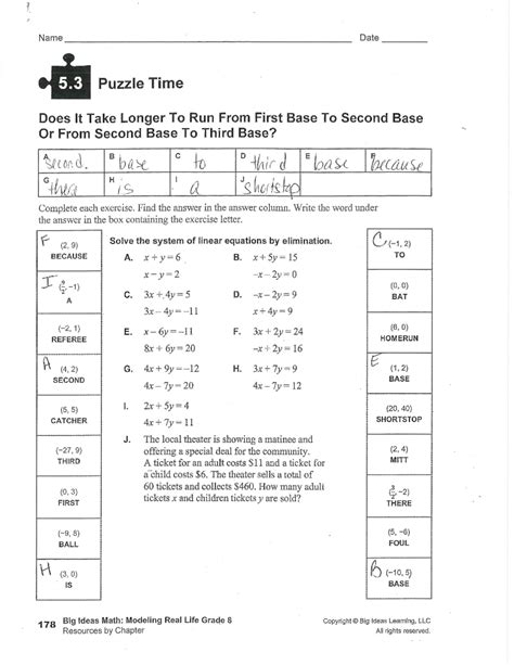 5.3 puzzletime key grade 8 - Name Puzzle Time Date Does It Take Longer ...