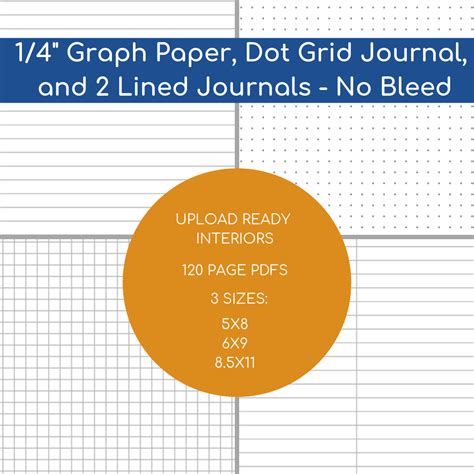 1/4" Graph Paper, Dot Grid Journal, Lined Journal, and Two Column ...