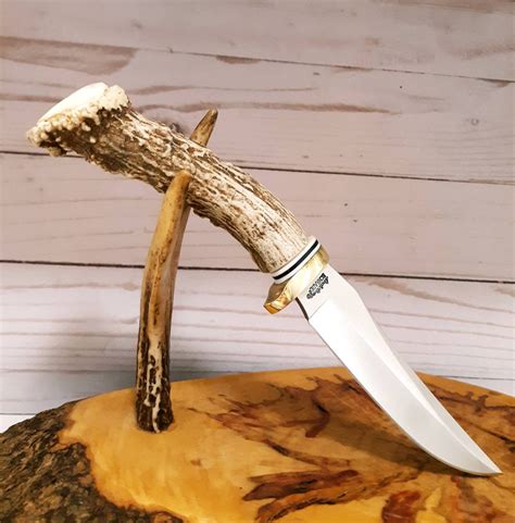 Rugged Handmade deer antler knife medium Hunting knife free | Etsy