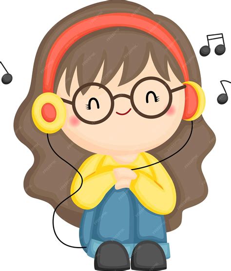 Girl Listening To Music Clip Art