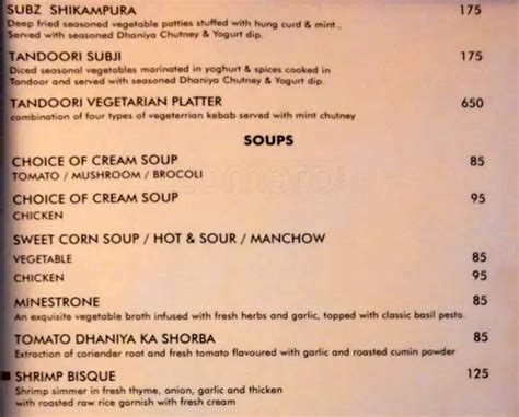 Menu at The Pavilion, Bengaluru, Quality Inn Shravanthi