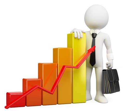 3d businessman white people. bar graph | Premium Photo