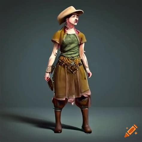 Boer punk female character in utilitarian clothing with traditional boer elements on Craiyon