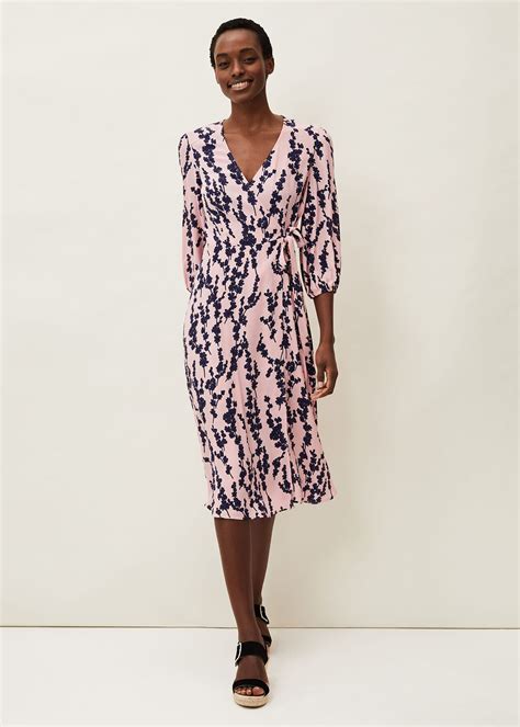 Jean Floral Midi Wrap Dress