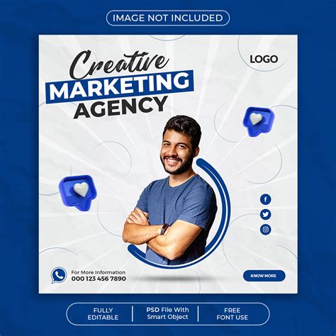 Creative Marketing Agency Social Media Post Design Template - MasterBundles