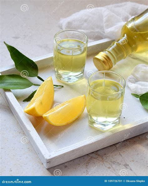 Lemon-flavored Italian Liqueur in Glass. Delicious Yellow Alcohol Drink ...