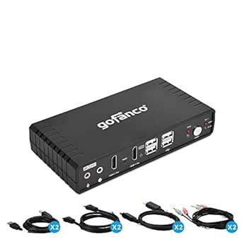 gofanco Dual Monitor HDMI 2.0 KVM Switch (2 Port) – 2x HDMI Extended ...