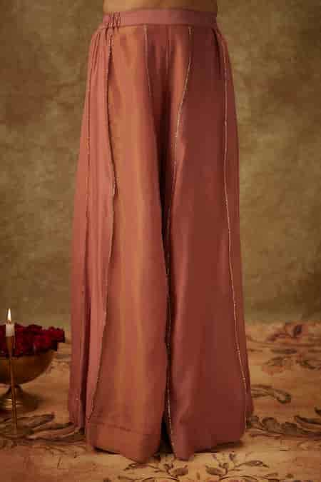 Buy Pink Organza, Chanderi, Handloom Cotton Paisley Pattern Kurta ...