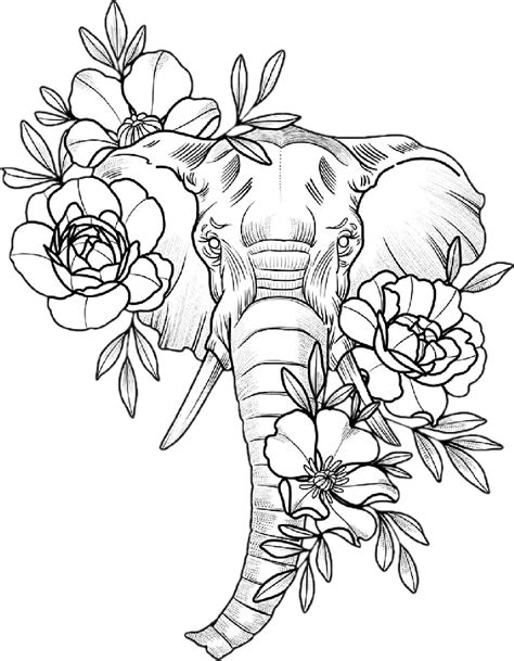 elephant line drawing tattoo