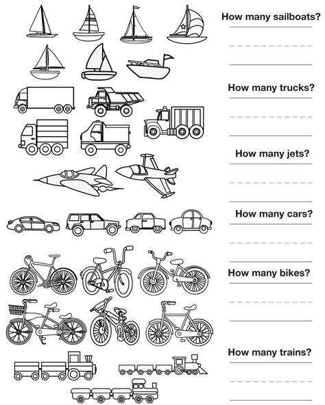 Transportation Counting Worksheet 的图像结果