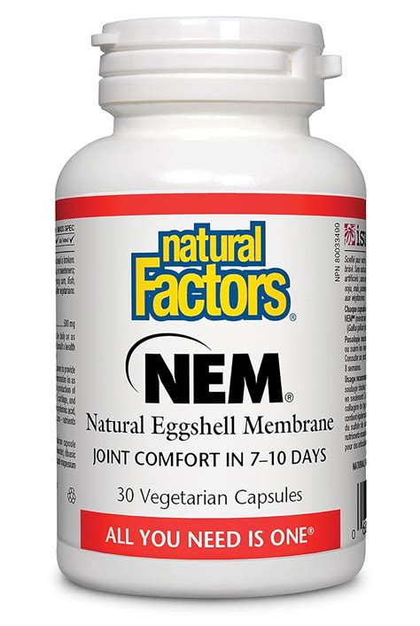 Natural Factors NEM - Natural Eggshell Membrane, 30 Veg Caps 500 mg ...
