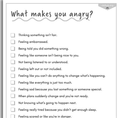 Anger Triggers | CBT Worksheet for Children