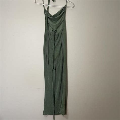 Light Green Maxi Dress with some sparkle Backless... - Depop