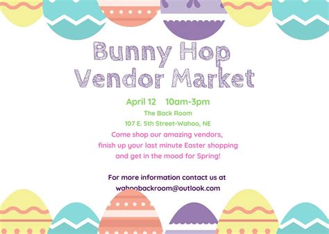 Bunny Hop Vendor Market 2025, The Back Room, Wahoo, 12 April 2025 ...