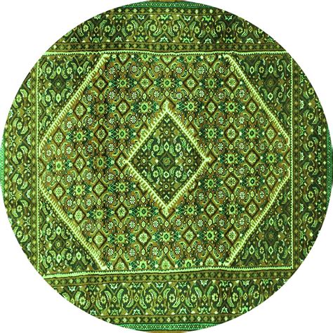 Ahgly Company Indoor Round Persian Green Traditional Area Rugs, 8 ...