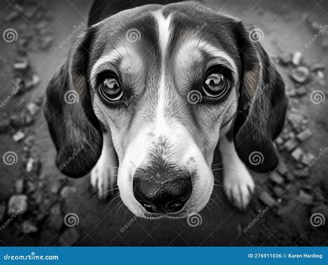 Black and White Beagle Staring into Camera Stock Illustration ...