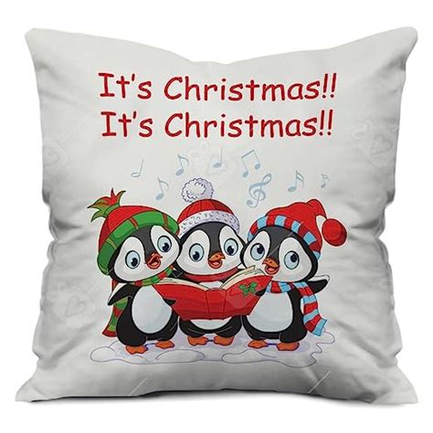 Buy Indigifts Singing Penguins Print White Cushion Cover 12x12 with ...