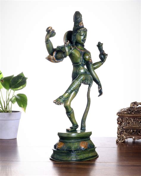 Budhshiv.com Pure Brass Dancing Ardhanarishwara Idol - 15"