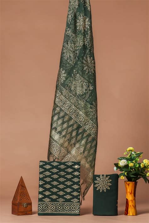 Pure Cotton Unstitched Suit With Organza Silk Dupatta – thecotlin