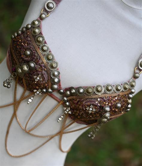 Buy Dusty Pink Gold Brass Tribal Fusion Dance Bra/ Bra and Belt Online ...