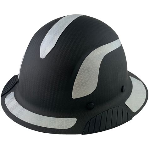 Actual Carbon Fiber Hard Hat - Full Brim Matte Black with Reflective ...
