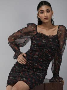 Roadster Women A-line Black, Red Knee Length Dress - Buy Roadster Women ...