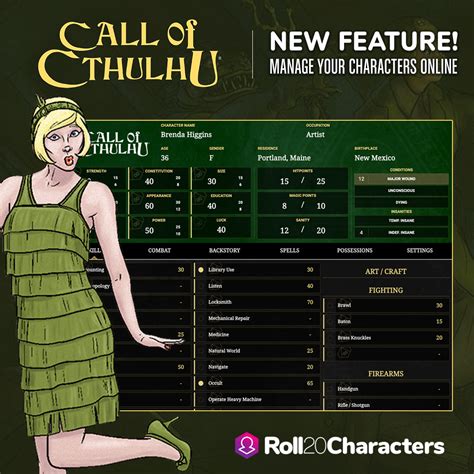 New feature on Roll20: manage your Call of Cthulhu characters online! - Chaosium Inc.