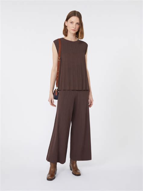Pantalone in filato di viscosa, cioccolato | Weekend Max Mara