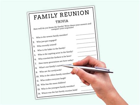 Family Trivia Game - Printable Family Reunion Party Games - Family ...