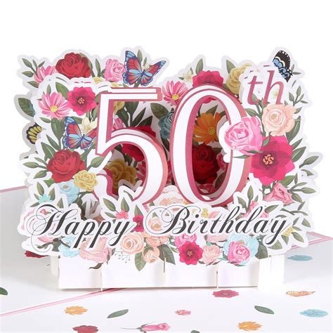 Buy HOMANGA 50th Birthday Pop Up Card, Happy 50th Birthday Card for Her ...