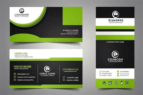 Business card design set template for company corporate style green and ...