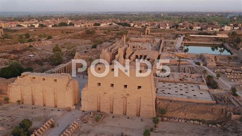 Karnak Temple Aerial Paragliding High Over Ancient Temples In Valley