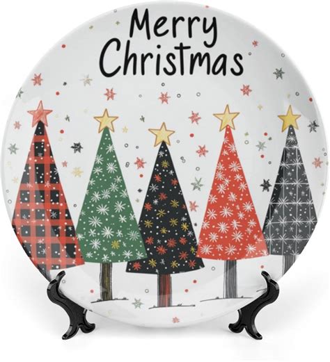 Amazon.com: Fanjanmey Christmas Theme Decorative Ceramic Plate Round ...