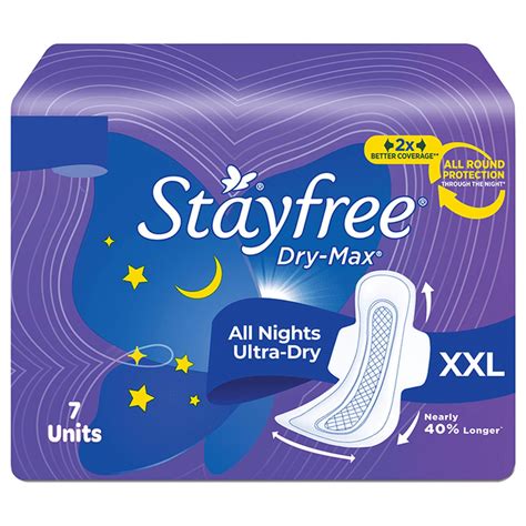 Buy STAYFREE DRY MAX ALL NIGHTS ULTRA DRY XXL PACKET OF 7 SANITARY PADS ...