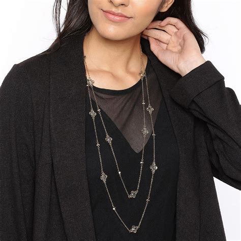 Buy Toniq Gold-Toned Stone Studded Layered Necklace Online